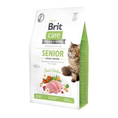 Сухий корм Brit Care Cat GF Senior Weight Control для котів похилого віку з надмірною вагою, курка, 2 кг - фото 1