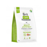 Сухий корм Brit Care Dog Sustainable Adult Medium Breed для собак середніх порід, з куркою та комахами, 3 кг
