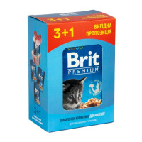 Набір паучів ″3+1″ для кошенят Brit Premium Cat pouch Chicken Chunks for Kitten з куркою, 4х100г