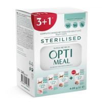 Набір №6 ″Optimeal Adult Cats Sterilised Multi Taste Повнораціонний вологий корм для стерилізованих котів″ (3+1) 340 гр
