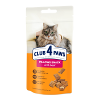 Ласощі Club 4 Paws Premium Клуб 4 лапи для кішок подушечки з яловичиною 60 гр