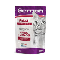 Акція 24+24! Вологий корм для котів GEMON (Жемон) CAT WET  Adult  шматочки з яловичиною та овочами  0.1 кг 