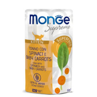 Вологий корм для кошенят MONGE (Монж) CAT Supreme Kitten з тунцем шпинатом та молодою морквою 80 гр 