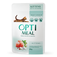 Акція! Вологий корм для кошенят OPTIMEAL (Оптимил) for kittens with chicken з куркою 85 гр 12шт