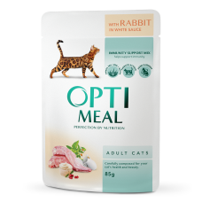 Акція! Вологий корм для котів OPTIMEAL Оптимил rabbit in white sauce із кроликів у білому соусі 85 гр 12шт
