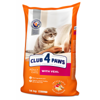 Сухий корм для кішок CLUB 4 PAWS Клуб 4 лапи Premium With veal з телятиною 14 кг