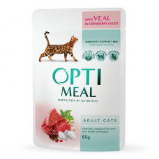 Вологий корм для котів OPTIMEAL (Оптіміл) veal in cranberry sauce з телятиною в журавлинному соусі 85 гр кг 12шт