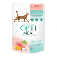 Вологий корм для котів OPTIMEAL Оптимил turkey in pumpkin sauce з індичкою в гарбузовому соусі 85 гр 12 шт