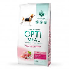 Сухий корм для собак середніх порід OPTIMEAL (Оптіміл) for adult dogs of medium breeds – turkey з індичкою 1.5 кг