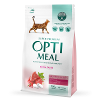 Сухий корм для кішок OPTIMEAL Оптимил for adult cats high in veal з телятиною 0.7 кг