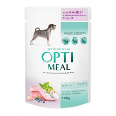 Вологий корм для собак OPTIMEAL Оптимил with rabbit and wild blueberries in sauce з кроликом та чорницею у соусі 0.1 кг 12 шт